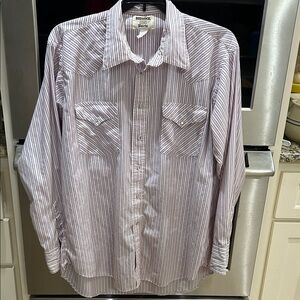 Vintage Men's Striped Western Pearl Snap Shirt - Purple & Blue Stripes
